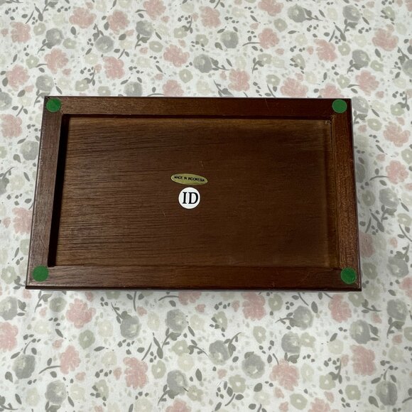 Small Wooden Jewelry Box - Embroidered Inlay - Removable tray - Picture 13 of 16